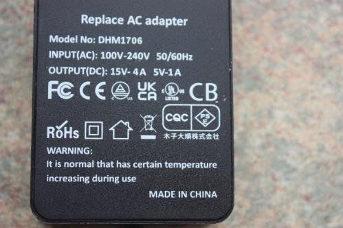 65W AC Adaptor, DHM1706 sold on Amazon: photo 2 of 2 from the OPSS notice of 4 Oct 2024