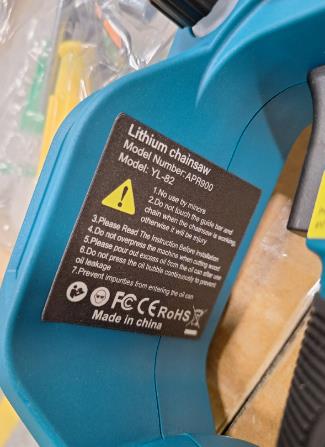 APROTII Lithium Chainsaw sold on Amazon: photo 2 of 2 from the OPSS notice of 4 Jun 2024