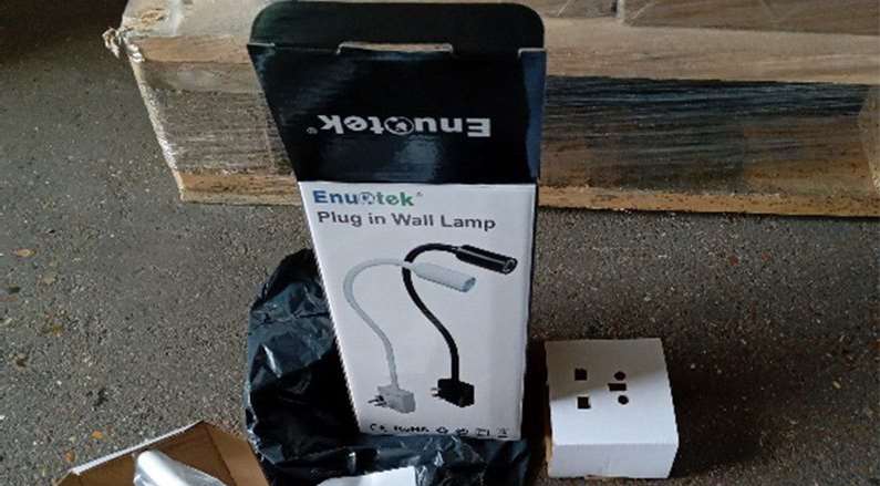 Enuotek Plug In Wall Lamp sold on Amazon: photo 1 of 2 from the OPSS notice of 11 Mar 2022