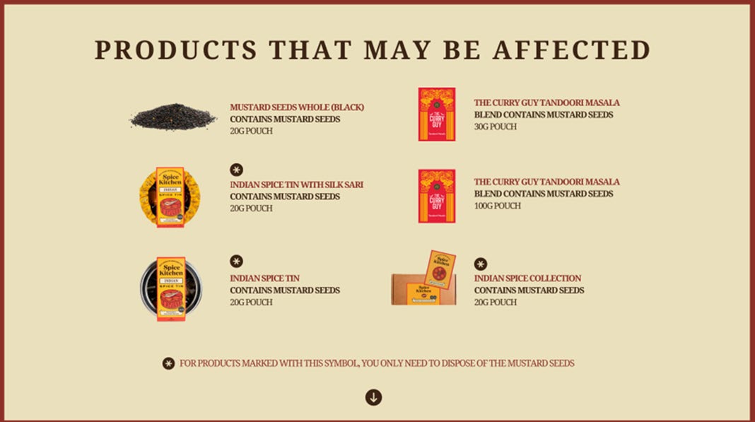 Several brands products containing mustard: photo 3 of 4 from the FSA notice of 18 Oct 2024