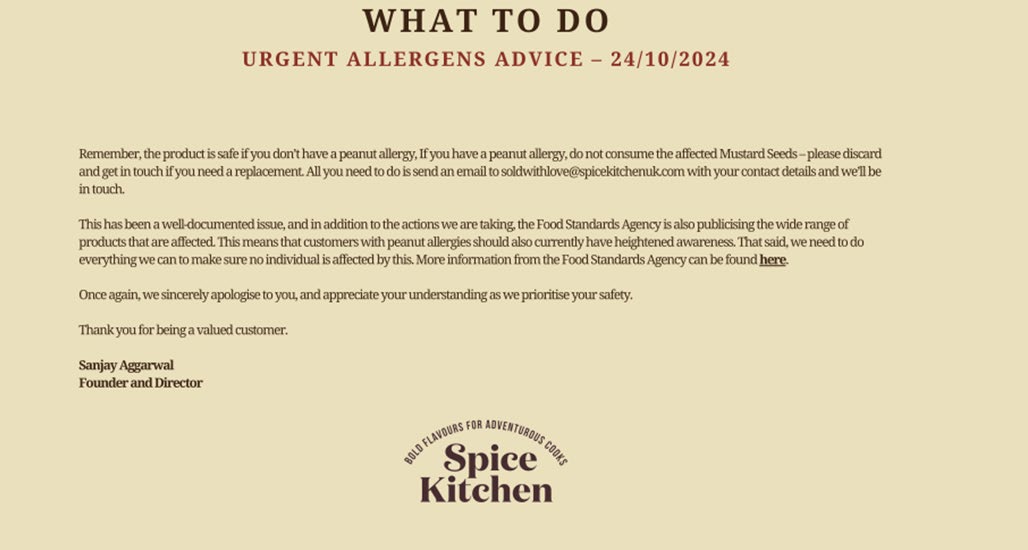 Several brands products containing mustard: photo 4 of 4 from the FSA notice of 18 Oct 2024
