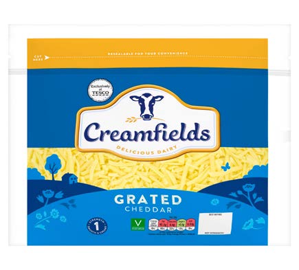 Tesco Creamfields Grated Cheddar: photo 2 of 2 from the FSA notice of 27 Jan 2023