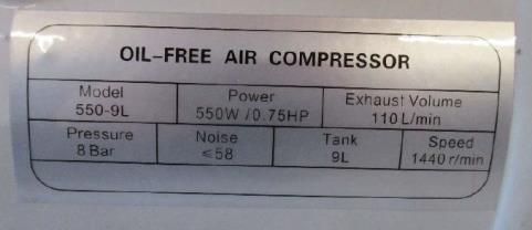 Vevor Air Compressor YM550: photo 2 of 2 from the OPSS notice of 30 Jun 2023
