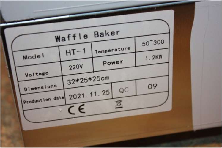 Vevor HT-1 Waffle Maker: photo 2 of 2 from the OPSS notice of 7 Jun 2022